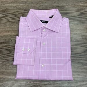 Hugo Boss Purple & White Plaid Shirt 17.5 34/35